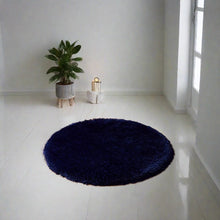 Load image into Gallery viewer, Blue Plain - Premium Round Shaggy Rug