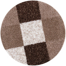 Load image into Gallery viewer, Brown with Ivory - Premium Round Shaggy Rug