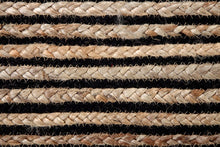 Load image into Gallery viewer, Jute With Black Cotton Oval Collection Classic Hand Woven Area Rug