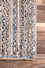 Load image into Gallery viewer, Braided Natural Jute & Denim Bedside Runner