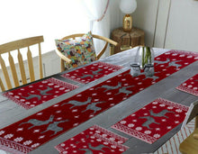 Load image into Gallery viewer, Deer Red Jacquard Dining Table Mats