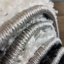 Load image into Gallery viewer, Black with Grey - Premium Round Shaggy Rug