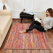 Load image into Gallery viewer, Braided Natural Jute &amp; Multi Cotton Collection Classic Hand Woven Area Rug
