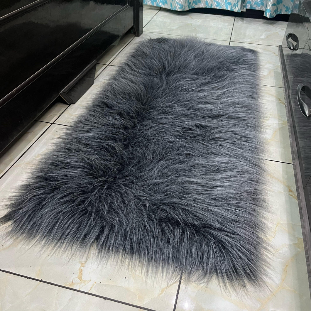 Grey Bedside Faux Fur Runner, Luxury Fluffy Runner - 60x150 Cm