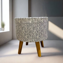 Load image into Gallery viewer, Bohemian Home Round Utility Padded Stool/ Ottoman Natural Finish - 4 Leg, Texture Black

