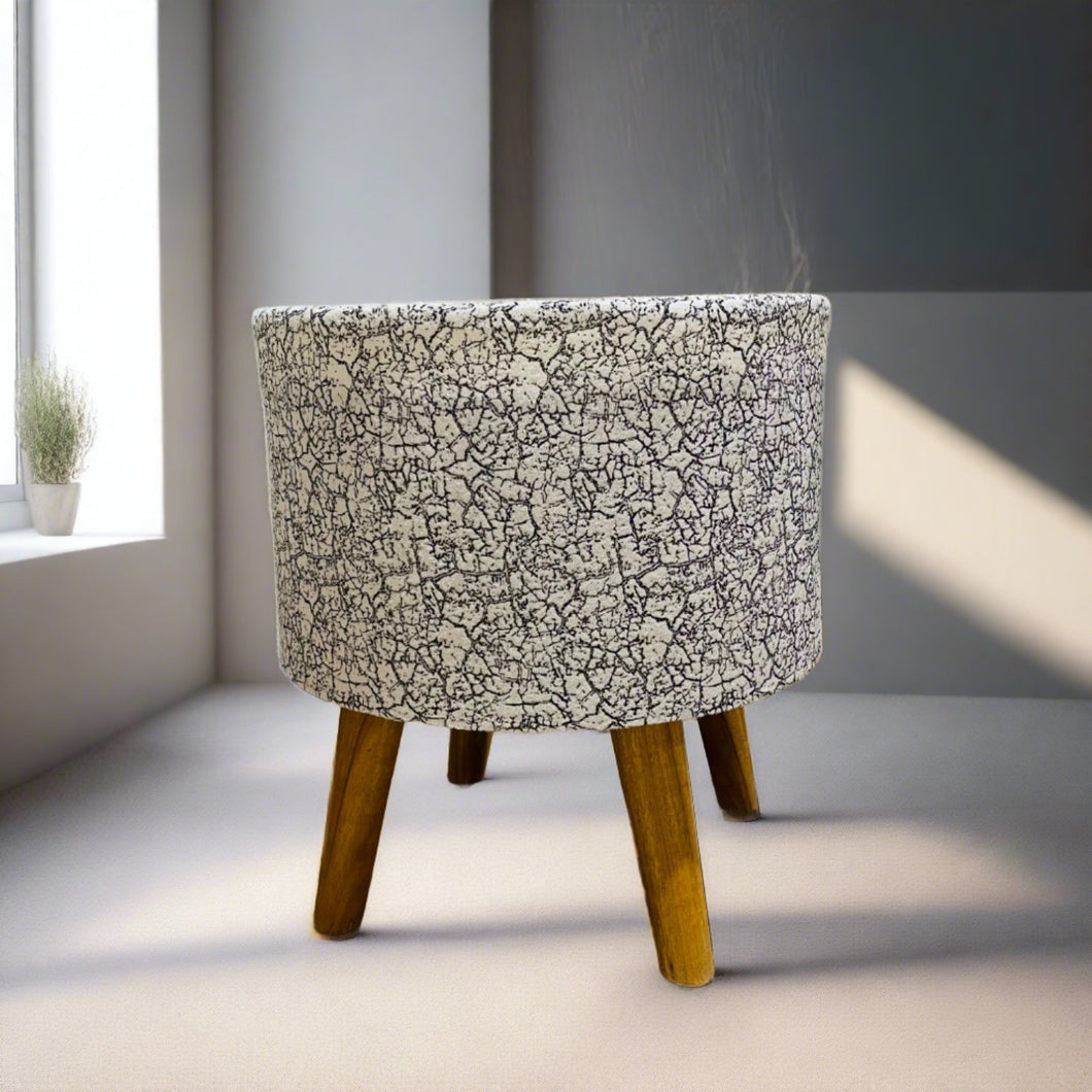 Bohemian Home Round Utility Padded Stool/ Ottoman Natural Finish - 4 Leg, Texture Black