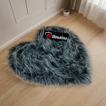Load image into Gallery viewer, Grey_multi Heart Faux Fur Rug, Luxury Fluffy Area Rug - 80x80 cm
