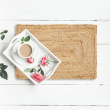 Load image into Gallery viewer, Beige Natural  Jute Hand Braided Table Mat - 13” x 19 " inch
