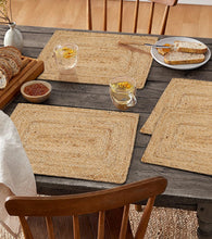 Load image into Gallery viewer, Beige Natural  Jute Hand Braided Table Mat - 13” x 19 " inch
