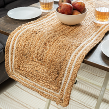 Load image into Gallery viewer, White Beige, Table Runner, Braided Handmade Handwoven Mat for Dining Table ( Beige, 54x12 inches)
