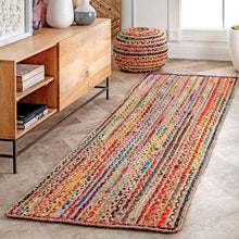 Load image into Gallery viewer, Braided Natural Jute With Multi Cotton Area Rug

