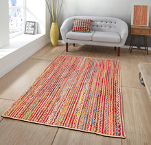 Load image into Gallery viewer, Braided Natural Jute &amp; Multi Cotton Collection Classic Hand Woven Area Rug
