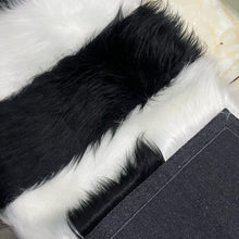 Load image into Gallery viewer, Black &amp; White Bedside Faux Fur Runner, Luxury Fluffy Runner
