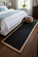 Load image into Gallery viewer, Braided Natural Jute &amp; Black Cotton Bedside Runner
