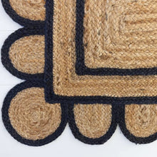 Load image into Gallery viewer, Braided Black Cotton with Natural Jute Pattern Area Rug/Mat/Carpet
