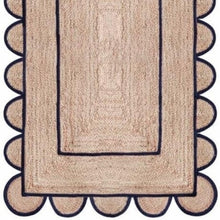 Load image into Gallery viewer, Braided Black Cotton with Natural Jute Pattern Area Rug/Mat/Carpet

