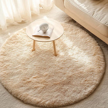 Load image into Gallery viewer, Cream Plain - Premium Round Shaggy Rug
