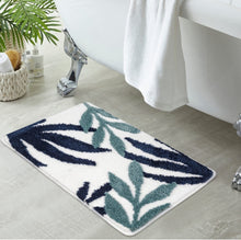 Load image into Gallery viewer, Super Soft Anti Skid (40x60 cm) Microfiber Mat for Bathroom/Bedroom/Kitchen - Blue Leaf
