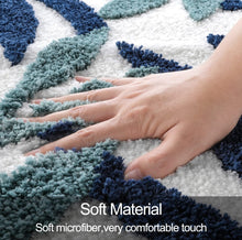 Load image into Gallery viewer, Super Soft Anti Skid (40x60 cm) Microfiber Mat for Bathroom/Bedroom/Kitchen - Blue Leaf
