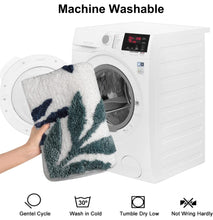Load image into Gallery viewer, Super Soft Anti Skid (40x60 cm) Microfiber Mat for Bathroom/Bedroom/Kitchen - Blue Leaf
