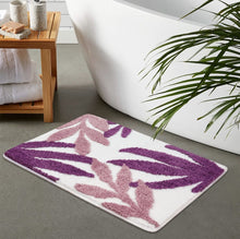 Load image into Gallery viewer, Super Soft Anti Skid (40x60 cm) Microfiber Mat for Bathroom/Bedroom/Kitchen - Purple Leaf
