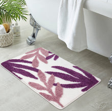 Load image into Gallery viewer, Super Soft Anti Skid (40x60 cm) Microfiber Mat for Bathroom/Bedroom/Kitchen - Purple Leaf
