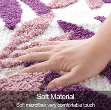 Load image into Gallery viewer, Super Soft Anti Skid (40x60 cm) Microfiber Mat for Bathroom/Bedroom/Kitchen - Purple Leaf
