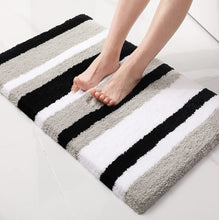 Load image into Gallery viewer, Super Soft Anti Skid (40x60 cm) Microfiber Mat for Bathroom/Bedroom/Kitchen - Black Multi
