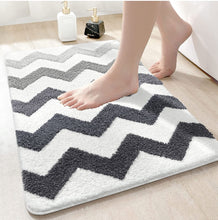 Load image into Gallery viewer, Super Soft Anti Skid (40x60 cm) Microfiber Mat for Bathroom/Bedroom/Kitchen - Gray Zigzag
