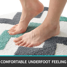 Load image into Gallery viewer, Super Soft Anti Skid (40x60 cm) Microfiber Mat for Bathroom/Bedroom/Kitchen - Aqua Zigzag

