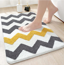 Load image into Gallery viewer, Super Soft Anti Skid (40x60 cm) Microfiber Mat for Bathroom/Bedroom/Kitchen - Yellow Zigzag
