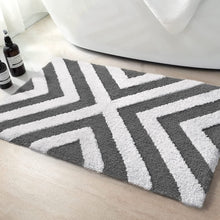 Load image into Gallery viewer, Super Soft Anti Skid (40x60 cm) Microfiber Mat for Bathroom/Bedroom/Kitchen - Gray Cross
