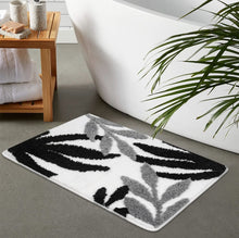 Load image into Gallery viewer, Super Soft Anti Skid (40x60 cm) Microfiber Mat for Bathroom/Bedroom/Kitchen - Black Leaf
