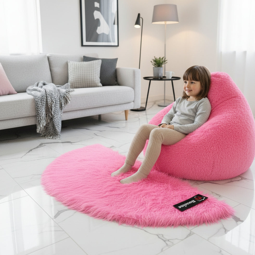 D Shape Bedside Faux Fur Runner, Luxury Fluffy Runner - 60x150 Cm - Pink