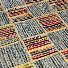 Load image into Gallery viewer, Braided Multicolor Cotton with Denim Jute Box Pattern Area Rug/Mat/Carpet
