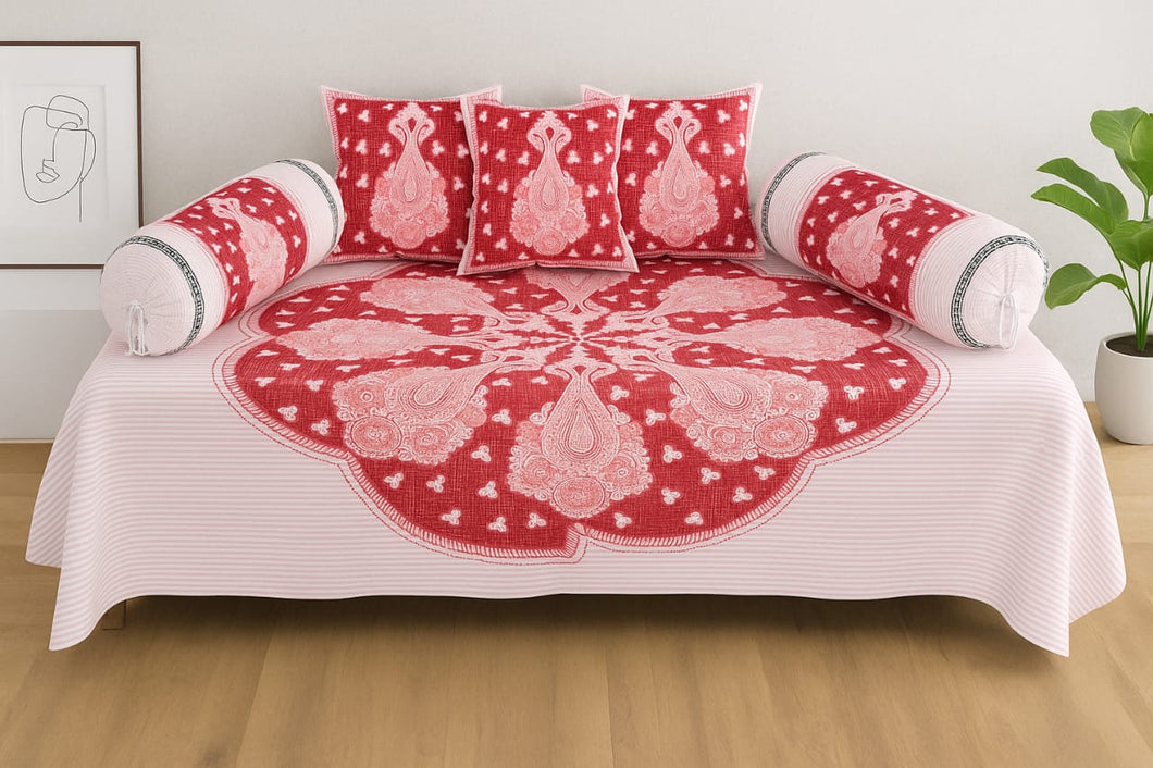 Tree Multi Printed Pure Cotton - 8 Pieces Diwan Set