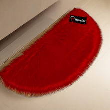 Load image into Gallery viewer, D Shape Bedside Faux Fur Runner, Luxury Fluffy Runner - 60x150 Cm - Red
