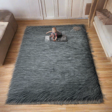 Load image into Gallery viewer, Gray Faux Fur Rug, Luxury Fluffy Rugs
