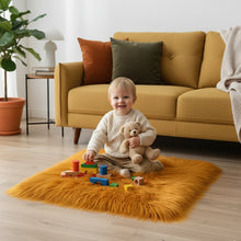 Load image into Gallery viewer, Golden Faux Fur Mat, Luxury Fluffy Area Rug - 2x2 feet
