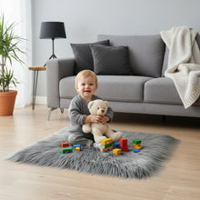 Load image into Gallery viewer, Gray Faux Fur Mat, Luxury Fluffy Area Rug - 2x2 feet
