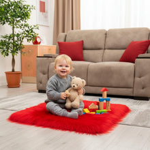 Load image into Gallery viewer, Red Faux Fur Mat, Luxury Fluffy Area Rug - 2x2 feet
