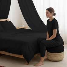 Load image into Gallery viewer, Black/Beige Jute Pouf/Ottoman

