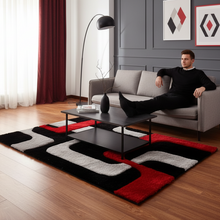 Load image into Gallery viewer, Black Multi Beautiful Premium Shaggy Rug
