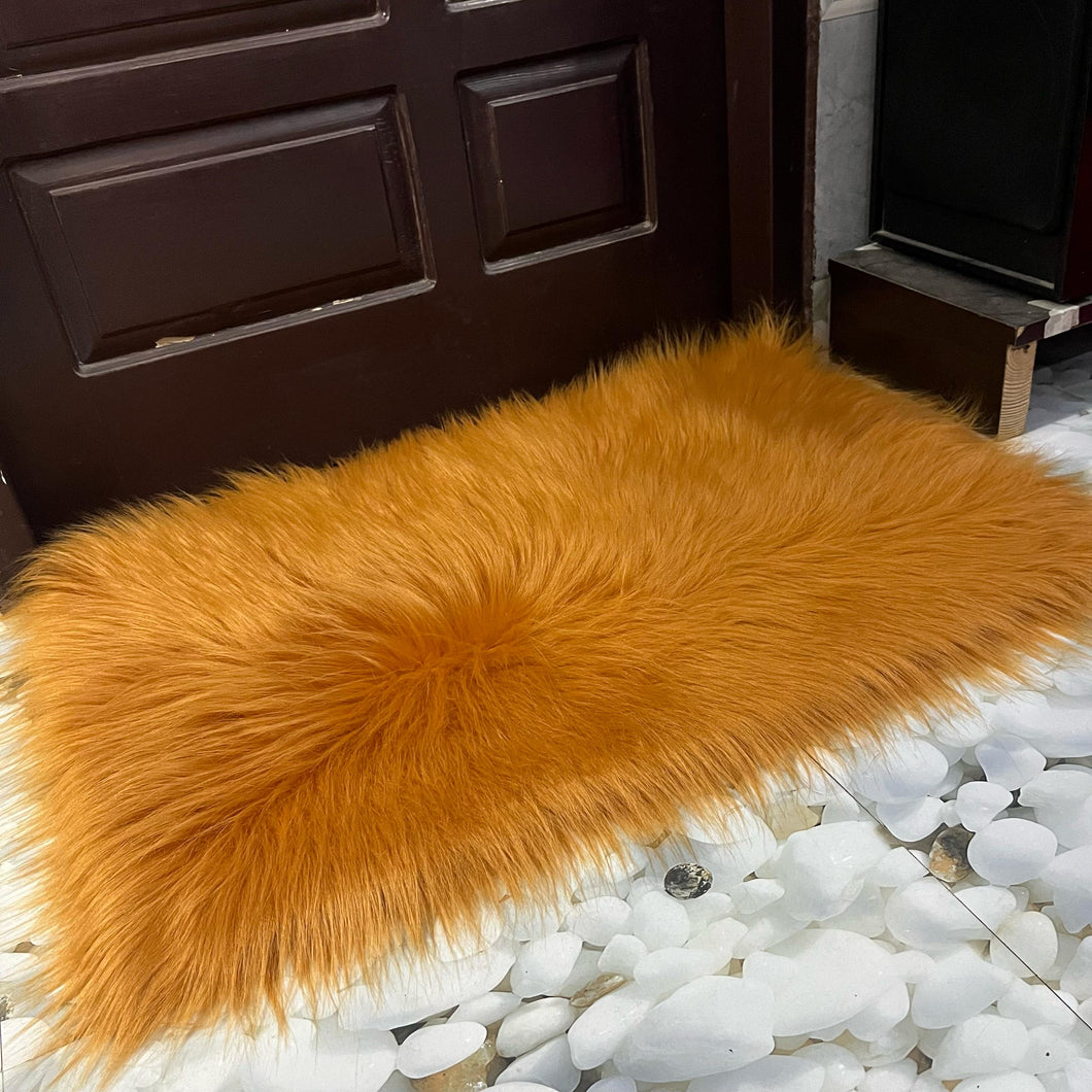 Golden Faux Fur Mat, Luxury Fluffy Area Rug - 2x3 feet