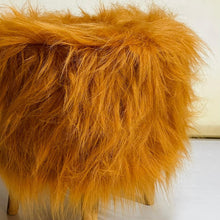 Load image into Gallery viewer, Bohemian Home Round Utility Padded Stool/ Ottoman Natural Finish - 4 Leg, Golden Faux Fur
