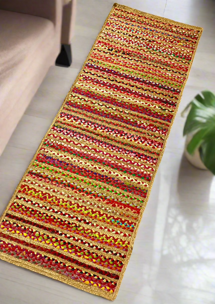 Braided Natural Jute With Multi Cotton Area carpet