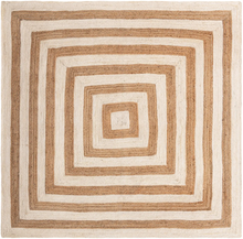 Load image into Gallery viewer, Square Border Braided Natural Rug Hand Woven Jute/Rug - White, Beige
