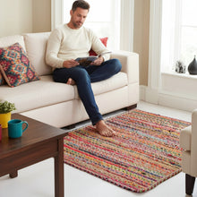 Load image into Gallery viewer, Square Braided Natural Rug Hand Woven Jute/Rug - Multicolor
