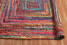 Load image into Gallery viewer, Square Braided Rug Hand Woven Jute/Rug - Multicolor
