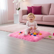 Load image into Gallery viewer, Pink Faux Fur Mat, Luxury Fluffy Area Rug - 2x2 feet
